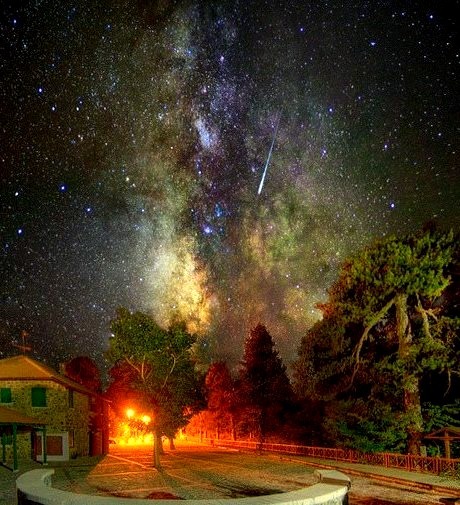The Milky Way and Shooting Star, Troodos Square, Cyprus 